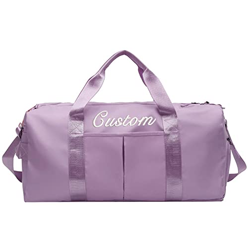 Personalisierte Duffel Tasche, gestickte Name/Muster Sport Gym Tasche, Reisetasche mit Schuhe Fach, benutzerdefinierte Geschenk für Männer, Frauen, Bräutigam, Brautjungfer (Rosa/Blau/Schwarz/Rot) von CSstone