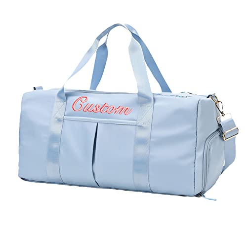 Personalisierte Duffel Tasche, gestickte Name/Muster Sport Gym Tasche, Reisetasche mit Schuhe Fach, benutzerdefinierte Geschenk für Männer, Frauen, Bräutigam, Brautjungfer (Rosa/Blau/Schwarz/Rot) von CSstone