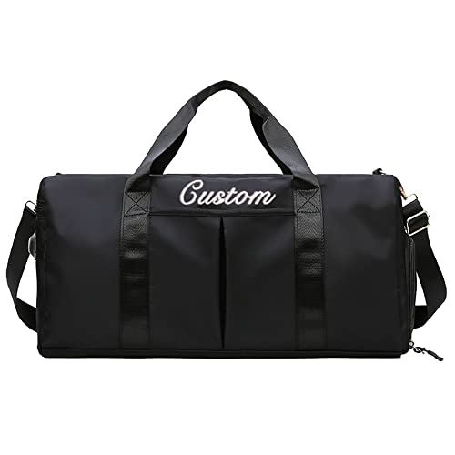 Personalisierte Duffel Tasche, gestickte Name/Muster Sport Gym Tasche, Reisetasche mit Schuhe Fach, benutzerdefinierte Geschenk für Männer, Frauen, Bräutigam, Brautjungfer (Rosa/Blau/Schwarz/Rot) von CSstone