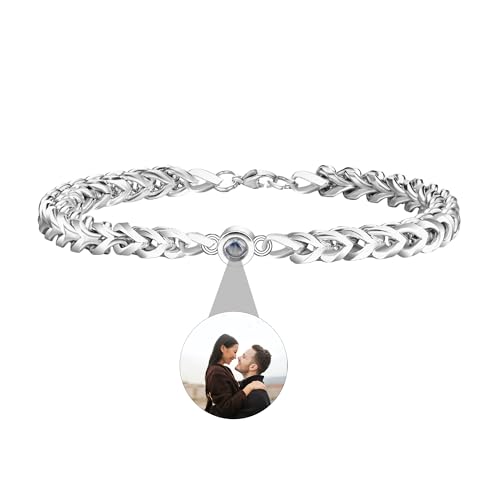 Personalisierte Foto Armband, benutzerdefinierte Projektion Armband mit Bild in Stein, versteckte Foto Armband, Gedächtnis Foto Schmuck Geschenk für Frauen Männer Paare (Silber/Rose/Gold/Schwarz) von CSstone