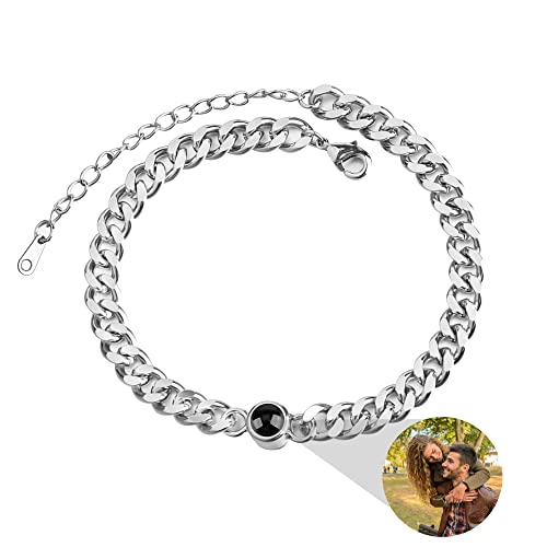 Personalisierte Foto Armband, benutzerdefinierte Projektion Armband mit Bild in Stein, versteckte Foto Armband, Gedächtnis Foto Schmuck Geschenk für Frauen Männer Paare (Silber/Rose/Gold/Schwarz) von CSstone