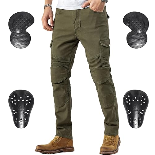 CTBQiTom Morradhose Herren Motorrad Hosen Motorrad Jeans Motorradhose Jeans Gepanzert mit CE Rüstung,Armee Grün 40W/31L von CTBQiTom