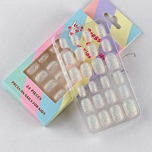 CTDWNT Mode Regenbogen Maniküre Patch für Mädchen Kinder Farbverlauf Kleber Gel Nagel Streifen Falsche Abdeckung Nägel Finger Patch H3E4 von CTDWNT