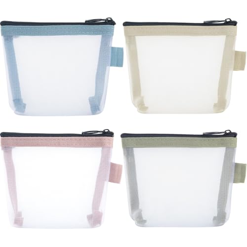 CTEAKOP 12 Stück Netztaschen mit Reißverschluss, Netz-Make-up-Tasche mit Reißverschluss, Netz-Kosmetiktasche, Netz-Organizer-Taschen für Zuhause, Büro, Reisen (4 Farben) von CTEAKOP