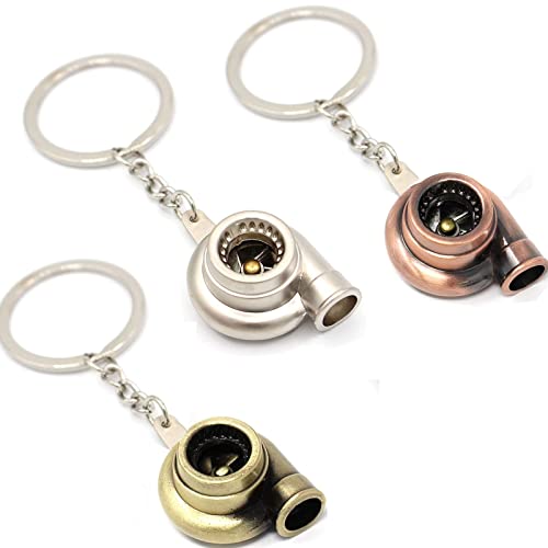 CTForest 3 Stück Spinning Turbo Keychain, Turbo Schlüsselanhänger, Schlüsselanhänger Für Turbolader Metall, Geeignet für Dekoschlüssel, Bergsteigertaschen, Handtaschen(DREI Farben) von CTForest