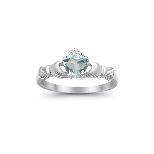 CTIEIP 10K 14K 18K 20K Gold 0.11ct echter Diamant Claddagh Edelstein Ringe 1 Karat Herzform Irischer Claddagh Geburtsstein Ring Claddagh Verlobungsring für Frauen Frau Freundin, Künstlicher von CTIEIP
