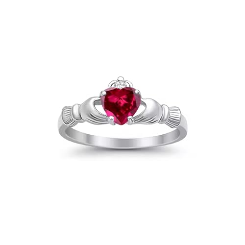 CTIEIP 10K 14K 18K 20K Gold 0.11ct echter Diamant Claddagh Edelstein Ringe 1 Karat Herzform Irischer Claddagh Geburtsstein Ring Claddagh Verlobungsring für Frauen Frau Freundin, Künstlicher von CTIEIP