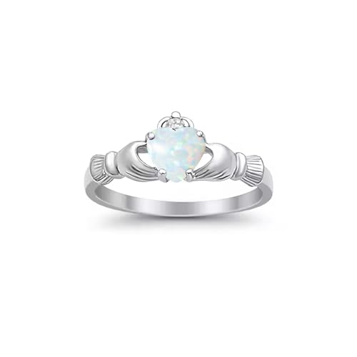 CTIEIP 10K 14K 18K 20K Gold 0.11ct echter Diamant Claddagh Edelstein Ringe 1 Karat Herzform Irischer Claddagh Geburtsstein Ring Claddagh Verlobungsring für Frauen Frau Freundin, Opal-Diamant, Opal CTIEIP 10K 14K 18K 20K Gold 0.11ct echter Diamant Claddagh Edelstein Ringe 1 Karat Herzform Irischer Claddagh Geburtsstein Ring Claddagh Verlobungsring für Frauen Frau Freundin, Opal-Diamant, Opal von CTIEIP