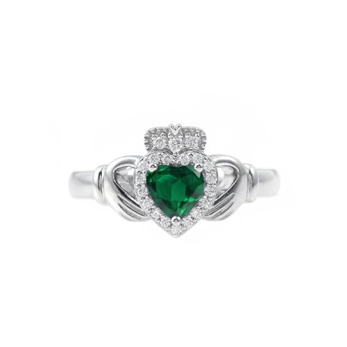 CTIEIP 10K 14K 18K 20K Gold 0.2ct echter Diamant Claddagh Edelstein Ringe Herzform Irischer Claddagh Geburtsstein Ring Claddagh Verlobungsring Versprechen Ring für Frauen Frau Freundin, Künstlicher CTIEIP 10K 14K 18K 20K Gold 0.2ct echter Diamant Claddagh Edelstein Ringe Herzform Irischer Claddagh Geburtsstein Ring Claddagh Verlobungsring Versprechen Ring für Frauen Frau Freundin, Künstlicher von CTIEIP