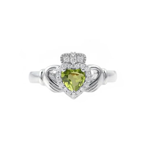 CTIEIP 10K 14K 18K 20K Gold 0.2ct echter Diamant Claddagh Edelstein Ringe Herzform Irischer Claddagh Geburtsstein Ring Claddagh Verlobungsring Versprechen Ring für Frauen Frau Freundin, Peridot CTIEIP 10K 14K 18K 20K Gold 0.2ct echter Diamant Claddagh Edelstein Ringe Herzform Irischer Claddagh Geburtsstein Ring Claddagh Verlobungsring Versprechen Ring für Frauen Frau Freundin, Peridot von CTIEIP