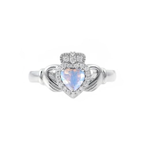 CTIEIP 10K 14K 18K 20K Gold 0.2ct echter Diamant Claddagh Edelstein Ringe Herzform Irischer Claddagh Geburtsstein Ring Claddagh Verlobungsring Versprechen Ring für Frauen Frau Freundin, CTIEIP 10K 14K 18K 20K Gold 0.2ct echter Diamant Claddagh Edelstein Ringe Herzform Irischer Claddagh Geburtsstein Ring Claddagh Verlobungsring Versprechen Ring für Frauen Frau Freundin, von CTIEIP