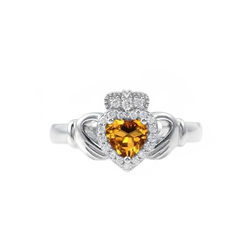 CTIEIP 10K 14K 18K 20K Gold 0.2ct echter Diamant Claddagh Edelstein Ringe Herzform Irischer Claddagh Geburtsstein Ring Claddagh Verlobungsring Versprechen Ring für Frauen Frau Freundin, CTIEIP 10K 14K 18K 20K Gold 0.2ct echter Diamant Claddagh Edelstein Ringe Herzform Irischer Claddagh Geburtsstein Ring Claddagh Verlobungsring Versprechen Ring für Frauen Frau Freundin, von CTIEIP