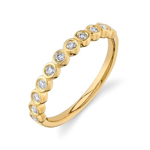 CTIEIP 10K 14K 18K Gold Natürlicher Diamant Lünette Set Ehering Lünette Fassung Diamant Halbe Ewigkeitsring Lünette Diamant Jahrestag Ehering Versprechen Ringe (0,17 Karat, H-I, I2-I3), von CTIEIP