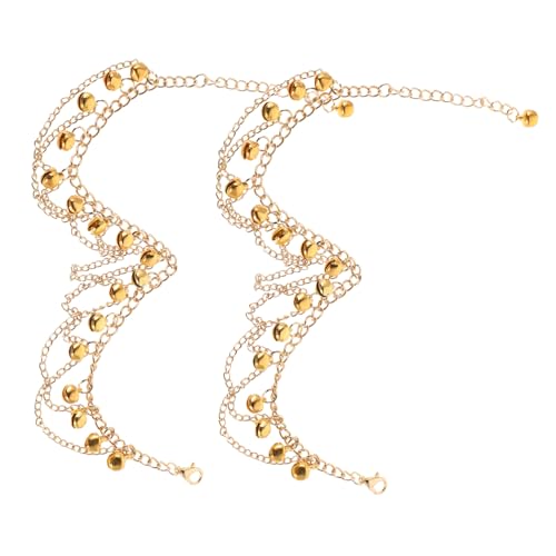 CTIRCHIU 1 Paar Bohemian Fußkettchen mit Glocken Handgefertigtes Mehrlagiges Ankle Bracelet für Frauen für Tanzaufführungen Partys Verleiht Deinem Look Einen Besonderen Rhythmus von CTIRCHIU
