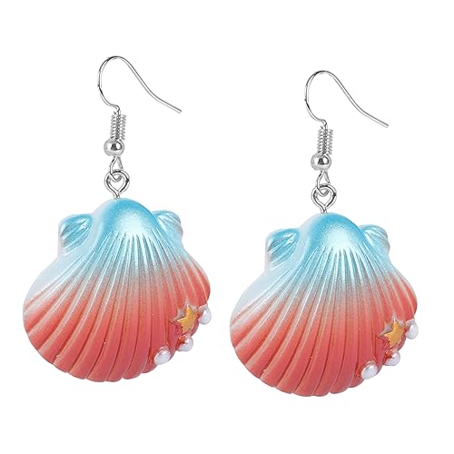 CTIRCHIU 1 Paar Regenbogen Perlenmuschel Ohrschmuck Damen Ohrringe Modische Ohrstecker Zierliche Strass Ohrhänger Muscheln Strandmuschel Ohrring Muschel Ohrring Roter Kunststoff von CTIRCHIU