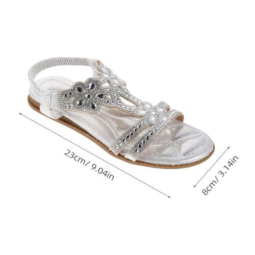 CTIRCHIU 1 Paar Sandalen Mit Glitzernden Strasssteinen: Glitzernde Sandalen Mit Schmucksteinen – Funkelnde Brautjungfernschuhe – Stilvolles, Lässiges Sommerschuhwerk Für Den Strand Und Den von CTIRCHIU
