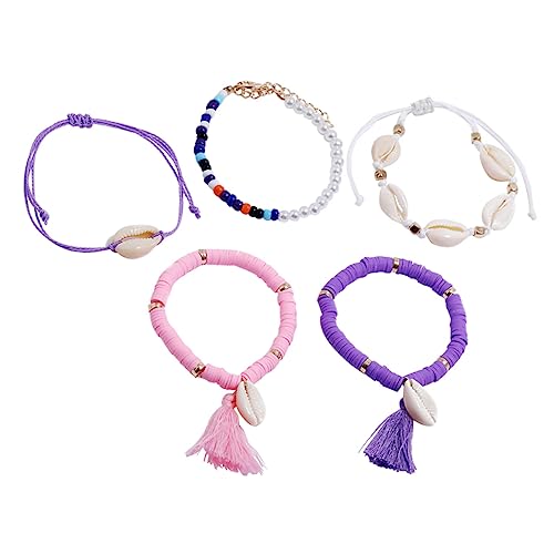 CTIRCHIU 1 Satz Muschel perlen armband Strandarmbänder für Frauen Perl -Fußkettchen Böhmisches Armband Verstellbare Armbänder Handgelenkschmuck verstellbare Handgelenkbänder Hülse von CTIRCHIU