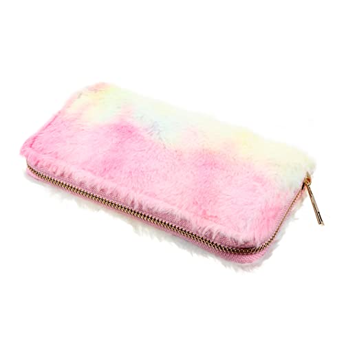 CTIRCHIU 1stück Frauen Geldbörse Aus Plüsch Mit Reißverschluss Modische Damen Handtasche Leicht Und Bequem Für Karten Und Bargeld Regenbogen Farbverlauf Design von CTIRCHIU