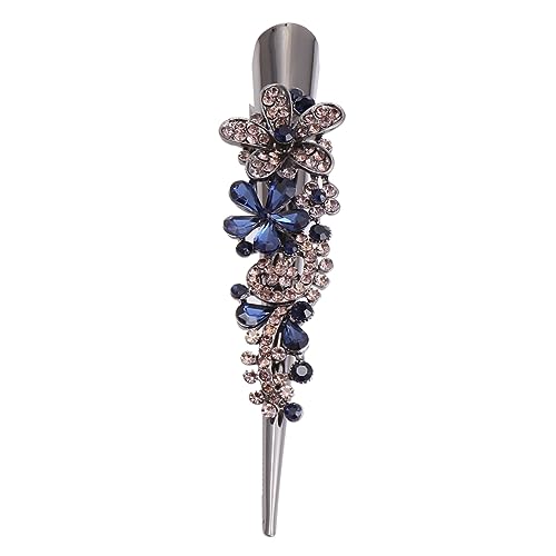 CTIRCHIU 1 Stück Dunkelblauer Entenschnabel Haarclip mit Strasssteinen Haarklammer für Damen für Haarstyling Gesichtswäsche und Besondere Anlässe von CTIRCHIU