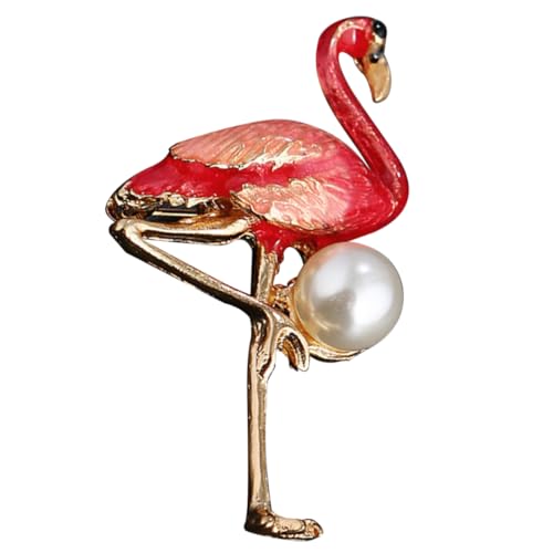 CTIRCHIU 1 Stück Flamingo Brosche Perlenbrosche Schicke Brosche Flamingo Brosche Tierbrosche Emaille Brosche Anstecknadel Emaille Brosche Perle Brosche Perle Brosche Brosche von CTIRCHIU