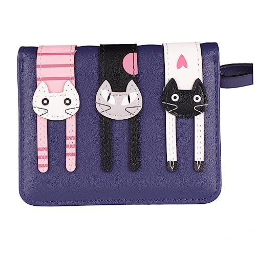 CTIRCHIU 1stück Damen Geldbörse Katzenmuster Kurzes Portemonnaie Mit Reißverschluss Multifunktionale Geldbörse Für Schule Und Büro Schwarzes Schmutzabweisendes Design Für Geld Karten von CTIRCHIU
