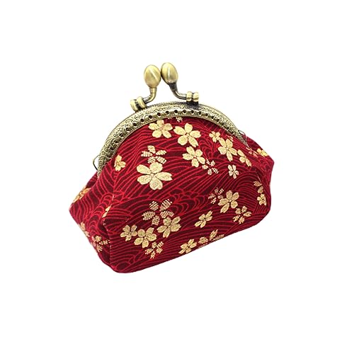 CTIRCHIU Retro Münzbeutel mit Kirschblüten Design Vintage Geldbörse für Frauen Kleiner Tasche mit Heißprägung Multifunktionale Aufbewahrungstasche für Kleinigkeitenspeicherung von CTIRCHIU