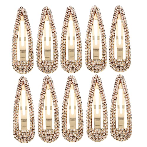 CTIRCHIU 10 Stück Haarspange Mit Strass Haarspangen Mit Strass Mädchen Haarnadel Französisch Clip Schnappen Haarklammer Bobby Klein Silber Dekorativ Für Styling Golden Zinklegierung von CTIRCHIU