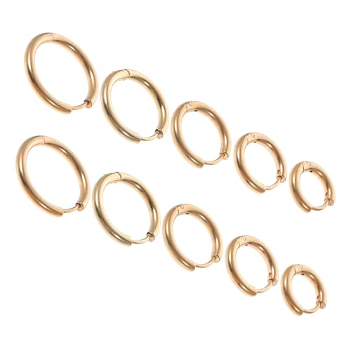 CTIRCHIU 10 Stück Teiliges Edelstahl Creolen Unisex Goldfarbene Ohrringe Verschiedene Runde Ohrschmuck für Damen und Herren Party Business Anlass von CTIRCHIU
