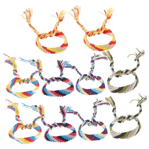 CTIRCHIU 10 Stück Teiliges Handgefertigte Baumwollarmbänder Ethnischer Stil Freundschaftsarmband Verstellbar Komfortabel für Damen und Herren Wrist Chain Hand Knitting Zufällige Farbe von CTIRCHIU