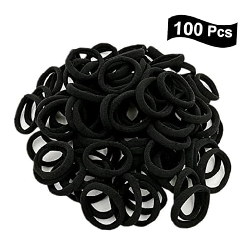 CTIRCHIU 100 Stück Teiliges Elastisches Schwarz Nahtlose Dehnbare Haarbänder für Frauen und Mädchen Robustes Haarseil für Pferdeschwanz Haartypen von CTIRCHIU