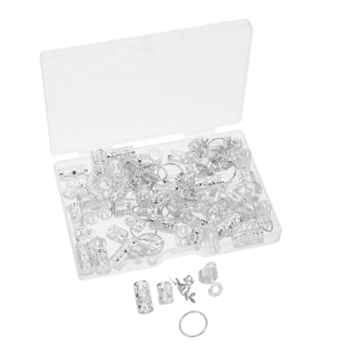 CTIRCHIU 100stücke Silber Haarschmuck Set Metall Haar Ringe Zöpfe Haar Zubehör Für Mädchen Junge Mädchen Frauen Partys Hochzeiten Cosplay Dreadlock Zubehör von CTIRCHIU