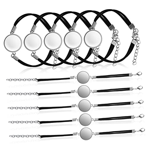 CTIRCHIU 10Stücke Leere Armreifen Armbänder Schwarzem Material Mit Klaren Cabochons DIY Armbandmaterial Für Schmuckherstellung Handwerksprojekte von CTIRCHIU