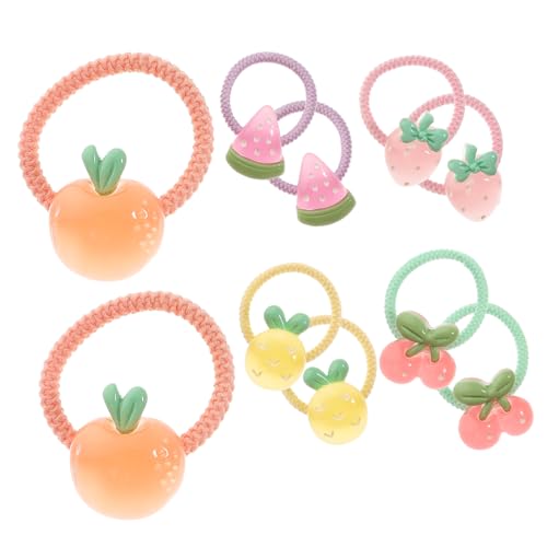 CTIRCHIU Elastische Haargummis für Mädchen 10 Stück Süße Haarbänder mit Obstmotiven Haar Accessoires für Kleinkinder Bequem und Elastisch von CTIRCHIU