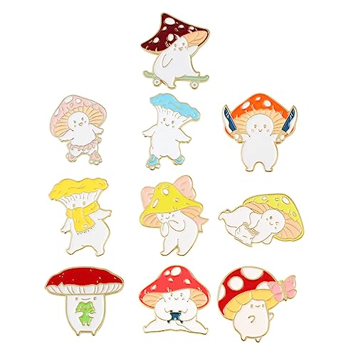 CTIRCHIU 10Stücke Teiliges Cartoon Pilz Reversabzeichen Lustige Broschen für Frauen Geeignet für Kleidung Schals Jacken und Langlebigem Legierungs Material und Glänzend von CTIRCHIU
