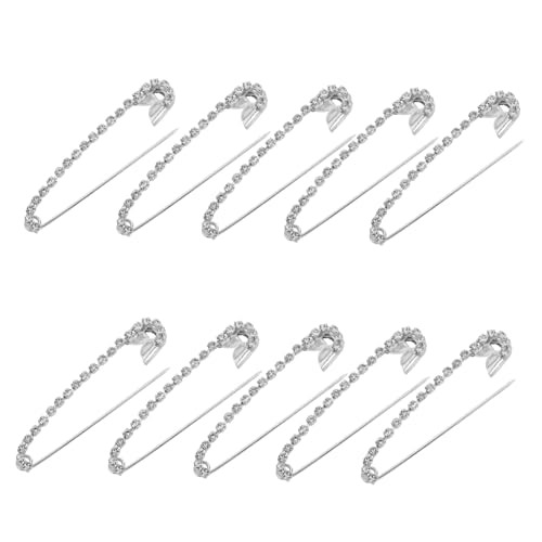 CTIRCHIU 10stücke Strass-sicherheitsnadeln Aus Zinklegierung Große Glitzernde Broschennadeln Für Damen Modische Stoffclipnadeln Als Kleiderverschluss Dekorative Glitzer-sicherheitsnadel Für von CTIRCHIU