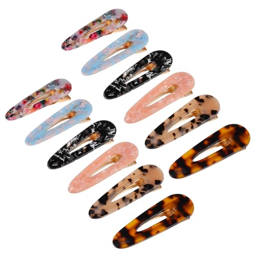 CTIRCHIU 12 Stück Teiliges Leopard Haarspangen Acryl Haarklammern mit Marmorierung Rutschfeste Klemmen für Damen Hochwertige Haarschmuck für Dickes Haar von CTIRCHIU