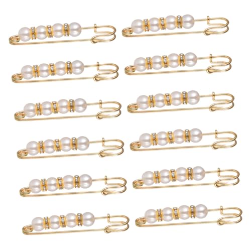 CTIRCHIU 12 Stück Teiliges Perlen Sicherheitsnadeln für Damen Dekorative Broschen zur Taillierung von Jeans Hochwertige Langlebige Sicherheitsnadeln mit Eleganter Perlenverzierung für von CTIRCHIU