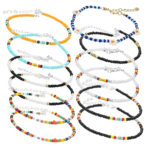 CTIRCHIU 12stücke Bunte Perlen Fußkette Boho Knöchel Armbänder Für Damen Farbenfrohes Langlebiges Schmuckstück Für Strand Und Feste von CTIRCHIU