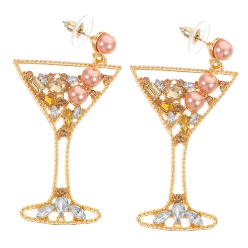 CTIRCHIU 1Paar Edelsteinimitat Perlen Ohrringe für Damen Stilvolle Weinglas Hänger Champagnerfarbene Ohranhänger für Hochzeiten und Besondere Anlässe und Vielseitig von CTIRCHIU