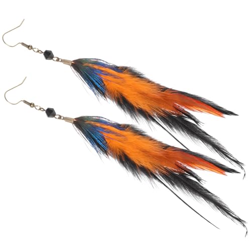 CTIRCHIU Federschmuck Ohrringe Damen Boho Baumelnden Tropfenohrringe Mit Kristallperlen Vintage Western Stil Für Frauen Ohrschmuck von CTIRCHIU