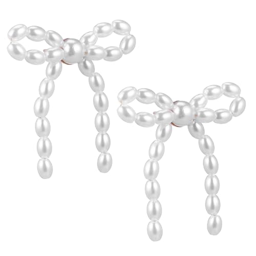 CTIRCHIU Perlenohrringe mit Schleife Baumelnde Ohrringe für Damen Vintage Ohrhänger Hautfreundlicher Schmuck Schleifenschmuck für Hochzeiten von CTIRCHIU