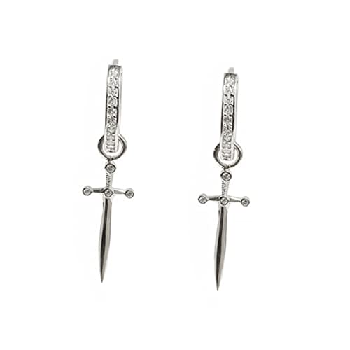 CTIRCHIU 1Paar Strasssteine Dangle Loop Ohrringe Für Frauen Schwertförmige Anhänger Hypoallergen Elegantes Design Perfektes Für Teenager Besondere Anlässe von CTIRCHIU