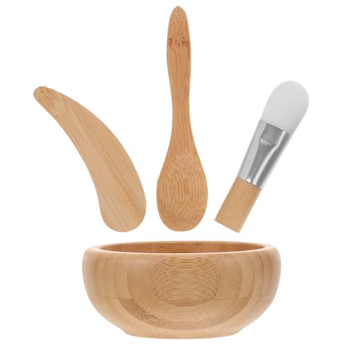CTIRCHIU 1Satz Gesichtsmaskenschüssel Set aus Holz DIY Maskenherstellungszubehör mit Rührspatel Pinsel und Löffel für Entspannende Hautpflege und Geschenkideen von CTIRCHIU
