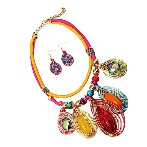 CTIRCHIU Schmuckset Damen Halskette Und Ohrringe Statement Schmuckset Aus Robustem Material Stilvolle Hängeohrringe Und Zierliche Halskette Für Frauen Zum Valentinstag Für von CTIRCHIU