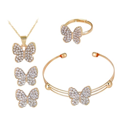 CTIRCHIU Schmetterlings-schmuckset Für Frauen Mit Anhänger Halskette Armband Ring Und Ohrringen Als Geschenk Für Verschiedene Anlässe von CTIRCHIU