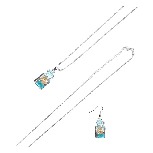 CTIRCHIU Wunschflaschen Halskette und Ohrringe Satz für Damen Leuchtende Kleiner Flasche Anhänger Bunte Schmuckstücke für Strand Events Kunststoff und Harz für Hochzeiten und Partys von CTIRCHIU