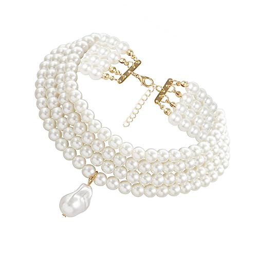 CTIRCHIU Damen Halskette mit Imitationsperlen Geometrische Kette Modisches Halsschmuck Leicht für Besondere Anlässe von CTIRCHIU