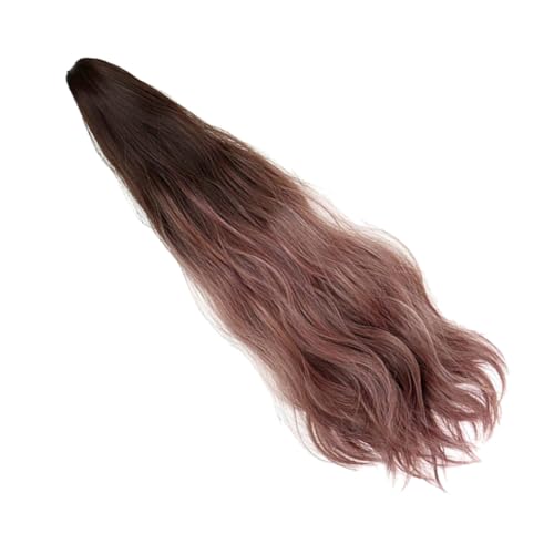 CTIRCHIU 1Stück Realistische Lange Pferdeschwanzperücke für Mädchen Gewelltes Haarteil Tiefbraun mit Farbverlauf Bequem und für Alltag oder Besondere Anlässe von CTIRCHIU