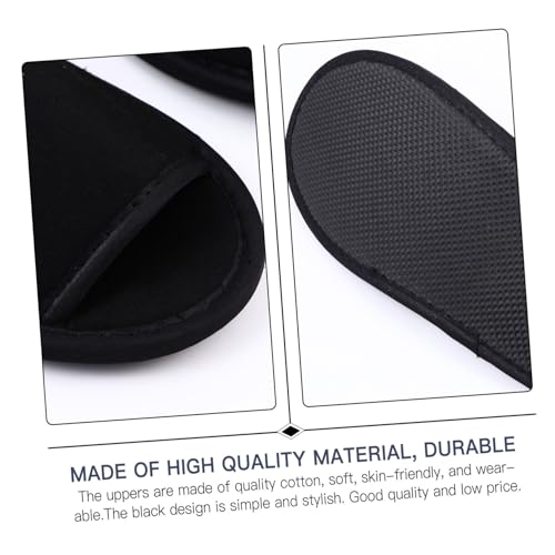 CTIRCHIU 2 Paare Faltbare Leichte Reise hausschuhe aus Atmungsaktivem Baumwoll material Komfortabel und Tragbar für Hotel Spa Zuhause mit Praktischem Kordelzug beutel Schwarz von CTIRCHIU