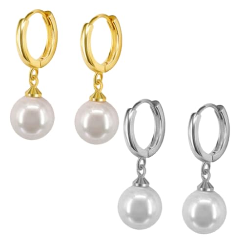 CTIRCHIU 2 Paare Perlenohrringe Hängend Leicht Elegant Hohles Design Modisch Schmuck für Damen Teen Geschenk Alltag Party von CTIRCHIU